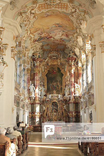 Wies Church  pilgrimage church of the scourged Savior  County Steingaden  Pfaffenwinkel  Bavaria  Germany  Europe