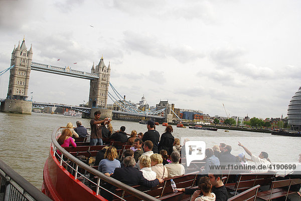 City Cruise boat with Tower Bridge London UK