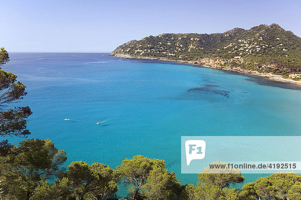 Blick auf die Bucht Cala Canyamel  Canyamel  Mallorca  Balearen  Spanien