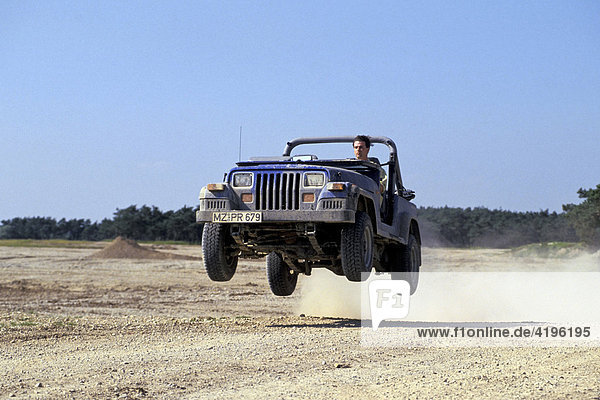 Jumping Offroad car Jeep Wrangler