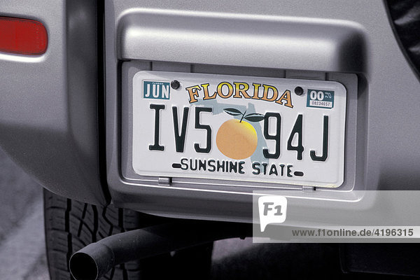 Autokennzeichen Sunshine state Florida USA