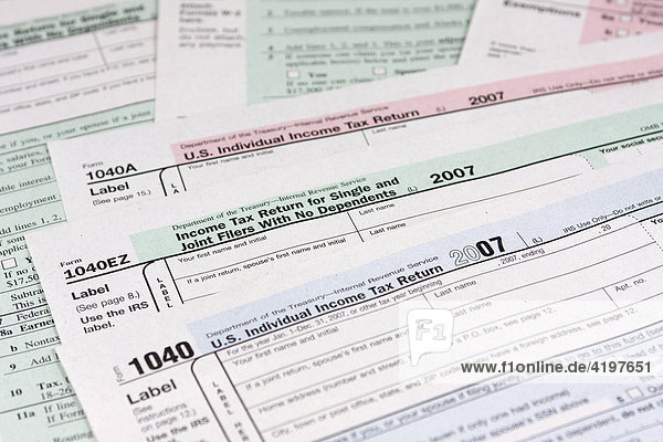 Steuererklärungsvordrucke  Formulare  USA