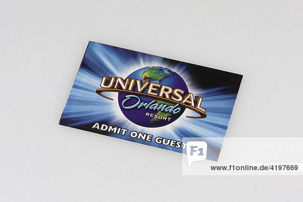 Eintrittskarte zu den Universal Studios in Orlando  Florida  USA