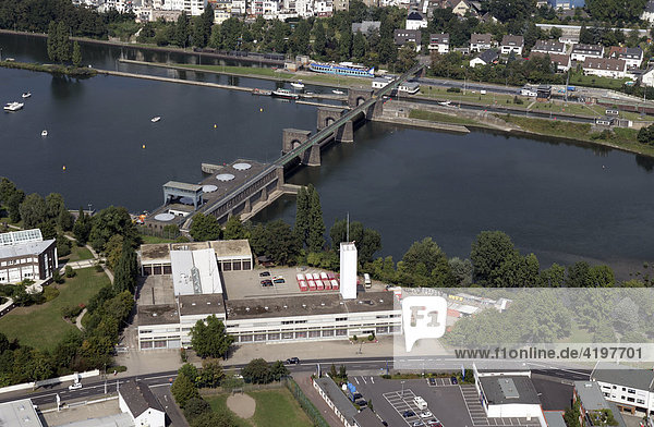 Feuerwache  Moselschleuse und des Moselkraftwerkes Koblenz  Rheinland-Pfalz  Deutschland
