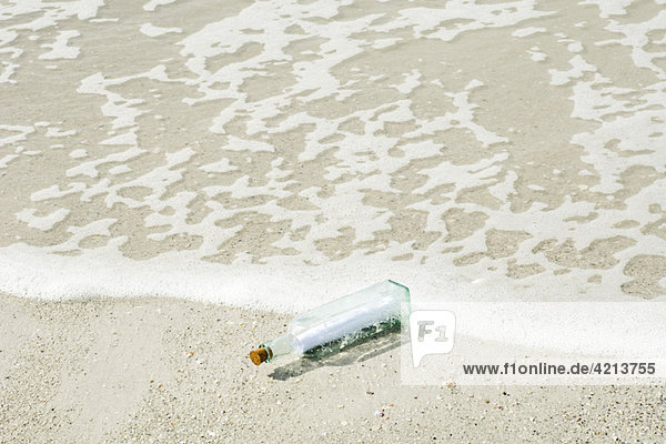 Message in a bottle washed up on shore