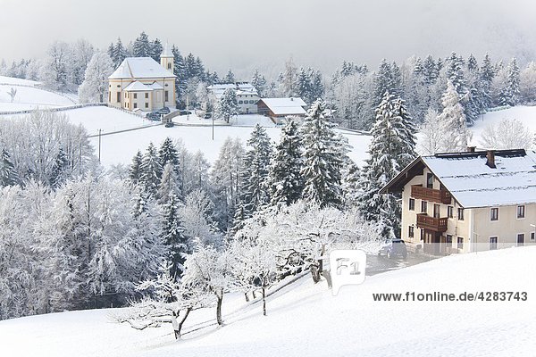 Church and Weiler Ettenberg Markt Schellenberg Berchtesgadener Land Bavaria Germany Europe