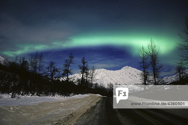 Northern Lights @ Hatcher Pass Road Talkeetna Mtns Alaska Winter SC