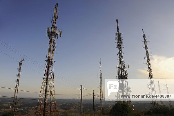 View of communication towers.