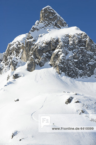 Austria  Man skiing on arlberg mountain