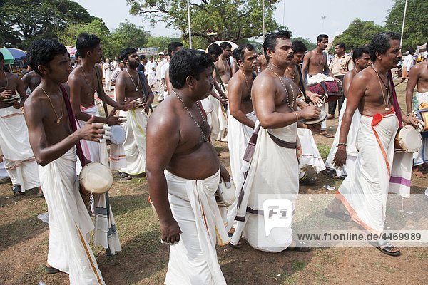 India  Kerala  Thrissur  Pooram festival  a group of musicians
