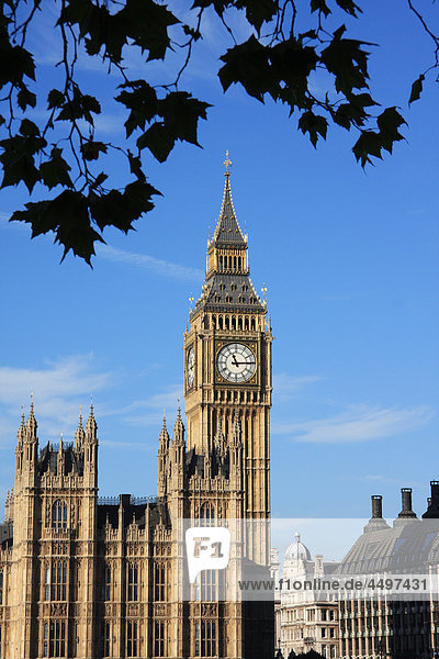 Großbritannien London Hauptstadt Reise Uhr Parlamentsgebäude Westminster Sehenswürdigkeit Big Ben England Tourismus Schiffswache