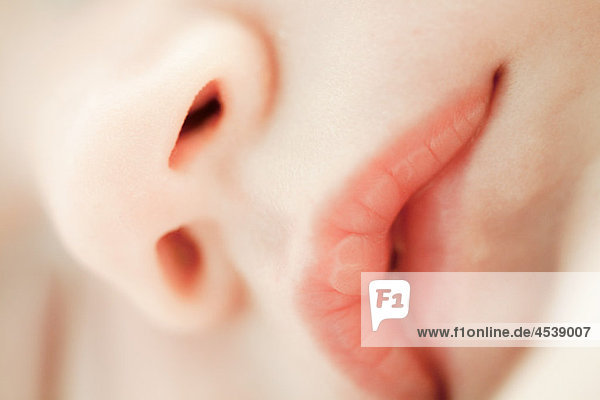 Close up of baby nose and mouth