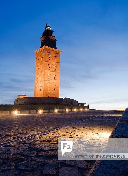 Tower of Hercules  the only existing and working Roman era lighthouse. La Coruna  Galicia  Spain.