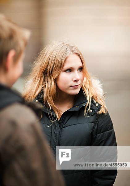 Portrait of teenage girl with blond hair