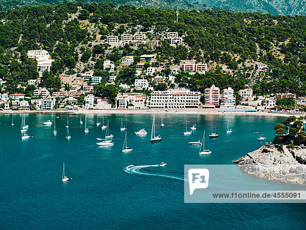 Spanien Mallorca Segelboote in bay