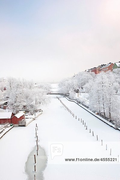 Frozen canal in Stockholm  Sweden