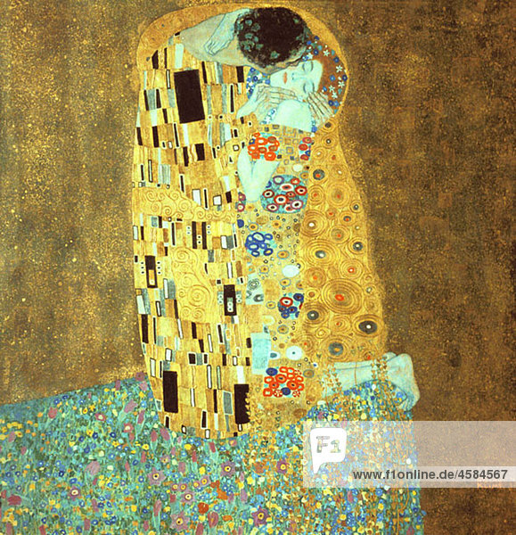 Â¥The KissÂ¥ (1907-08) by Gustav Klimt. Ã·sterreichische Gallery. Vienna. Austria
