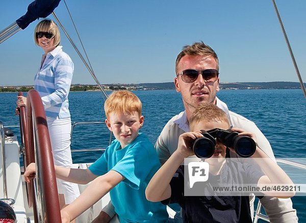Croatia  Zadar  Family on sailboat