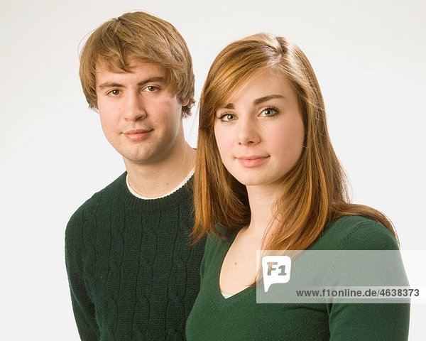young couple in studio portrait