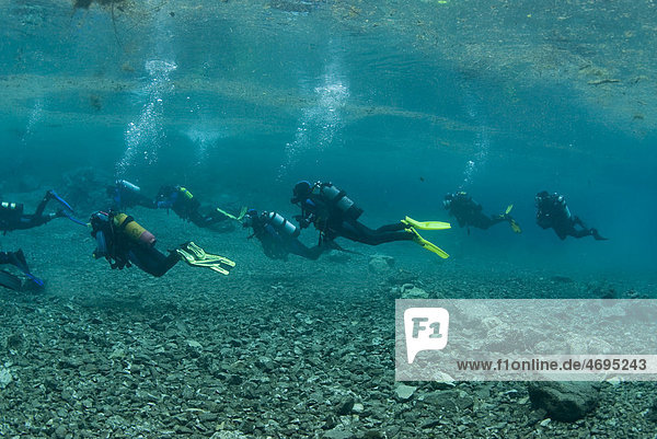 Diving school  Gruener See Lake  Styria  Austria  Europe
