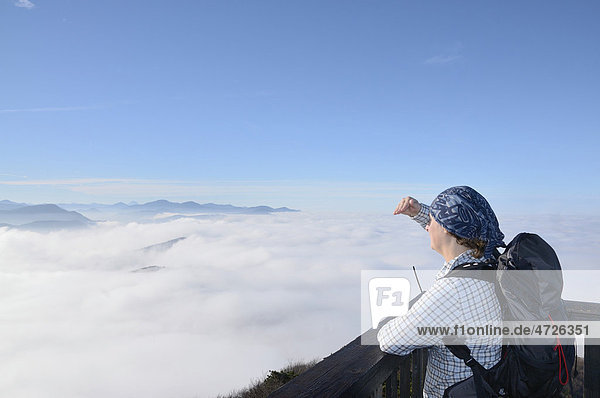 View from the observation tower on Hocheck Mountain  Triestingtal  Lower Austria  Austria  Europe