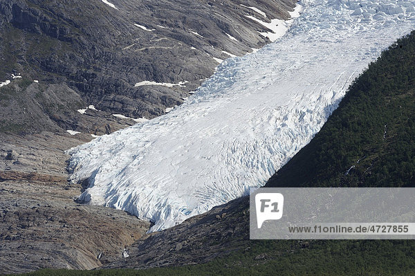 Ausläufer des Svartisan Gletschers  Nord-Norwegen  Norwegen  Skandinavien  Europa