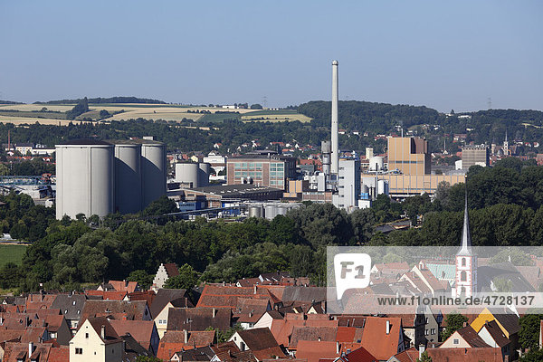 Südzucker-Fabrik in Ochsenfurt  vorne Frickenhausen am Main  Mainfranken  Unterfranken  Franken  Bayern  Deutschland  Europa