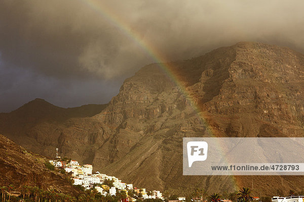 Regenbogen über La Calera  Valle Gran Rey  La Gomera  Kanaren  Spanien  Europa Insel La Gomera