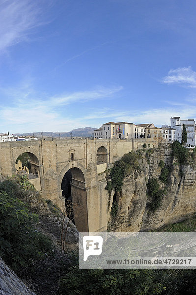 Puente Nuevo  new bridge  Ronda  Andalusia  Spain  Europe