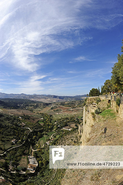 Ausblick auf das Umland  Ronda  Andalusien  Spanien  Europa