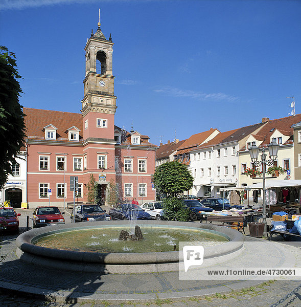 Rathaus auf dem Markt in Königsbrück  Sachsen  Deutschland  Europa