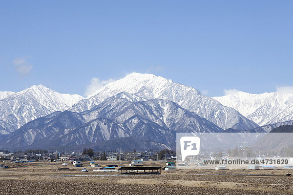 Berglandschaft Schnee Präfektur Nagano Japan Asien