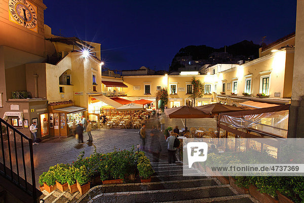 Italy  Campania  Capri the main square La piazzetta (Umberto I square) at dusk                                                