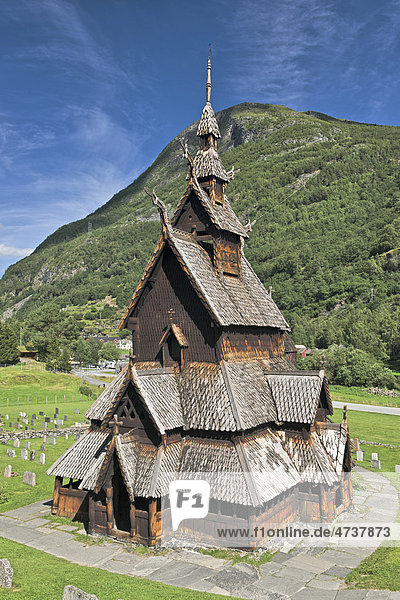 Stabkirche in Borgund  Norwegen  Skandinavien  Europa