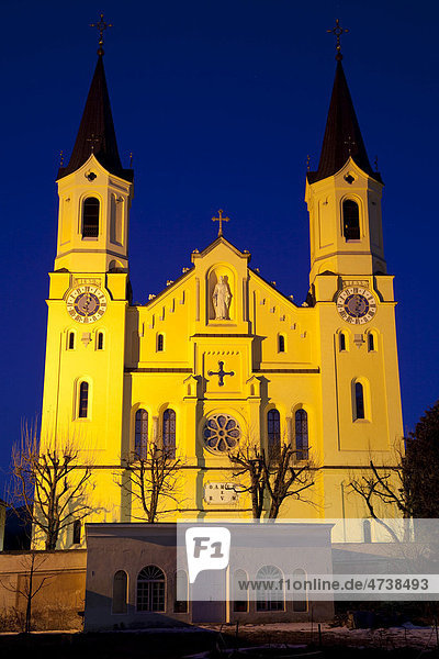 Pfarrkirche zu Unserer Lieben Frau  Nachtaufnahme  Bruneck  Pustertal  Südtirol  Italien  Europa