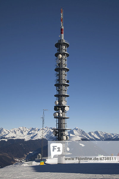 Sendemast  Funkmast  Wintersportgebiet Kronplatz  2272m  Bruneck  Pustertal  Südtirol  Italien  Europa