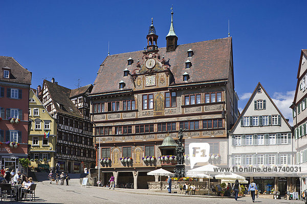 Marktplatz mit Rathaus  Tübingen  Schwäbische Alb  Baden-Württemberg  Deutschland  Europa