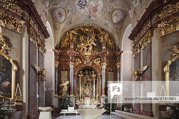 Innenansicht mit Hochaltar von Joseph Matthias Götz  Wallfahrtskirche Maria Taferl  barocke Basilika  Nibelungengau  Waldviertel  Niederösterreich  Österreich  Europa