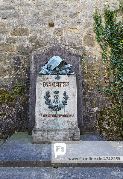 Denkmal an das 6. Thüringer Infantrie Regiment Nr 95 in der Veste Coburg  Coburg  Oberfranken  Franken  Bayern  Deutschland  Europa