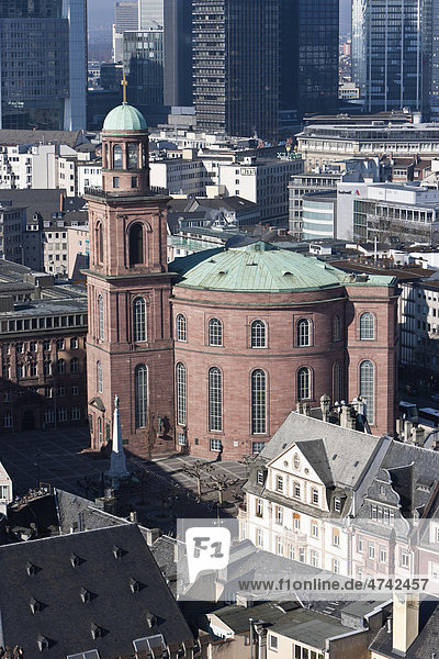 View of Frankfurt  Paulskirche Church  Roemer city hall  Frankfurt am Main  Hesse  Germany  Europe