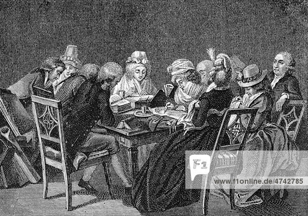 Abendkreis der Herzogin Amalia  historische Abbildung aus Deutsche Literaturgeschichte von 1885