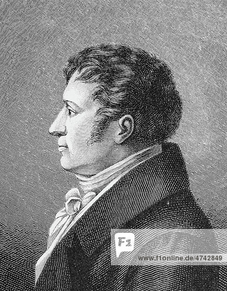 August Wilhelm von Schlegel  historische Abbildung aus Deutsche Literaturgeschichte von 1885