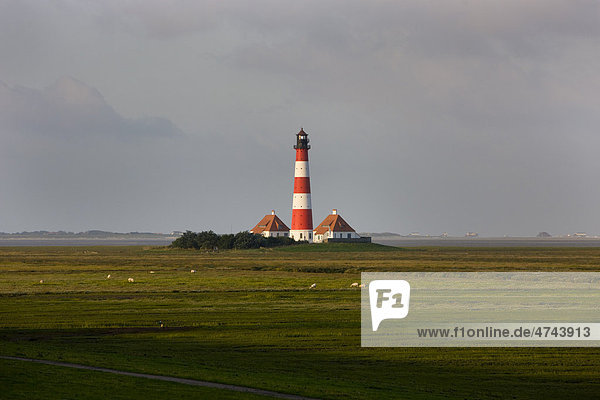 Leuchtturm Westerheversand  Westerhever  Nordsee  Nordfriesland  Schleswig-Holstein  Norddeutschland  Deutschland  Europa