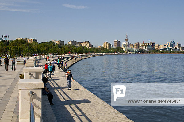 Modern waterfront from Baku  Azerbaijan  Caucasus  Middle East