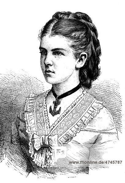 Prinzessin Elisabeth Anna von Preußen  1857 - 1895  Gemahlin des Erbgroßherzogs Friedrich August von Oldenburg  historische Illustration  1877