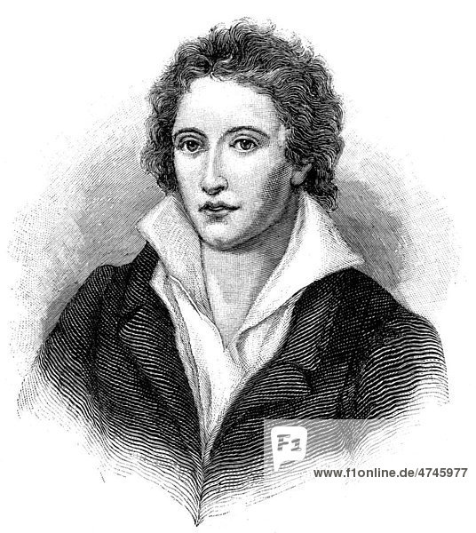 Percy Bysshe Shelley  1792 - 1822  britischer Schriftsteller der Romantik  historisches Bild  ca. 1893