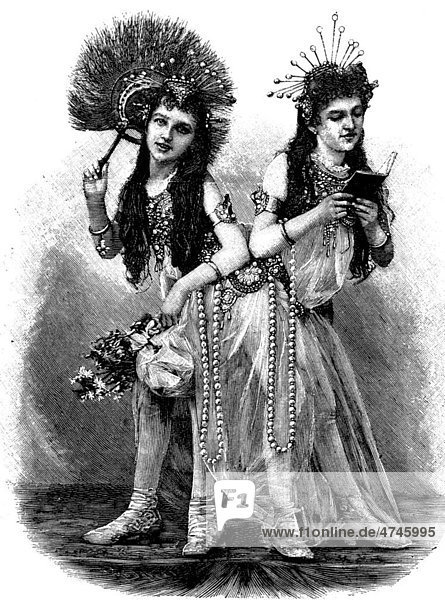 Siamesische Zwillinge  zusammengewachsenes Schwestern  historisches Bild  ca. 1893