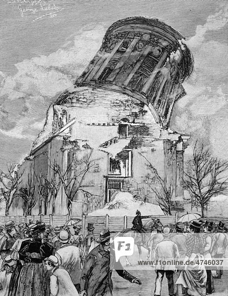 Die Sprengung des alten Domturmes in Berlin  Deutschland  historisches Bild ca. 1893