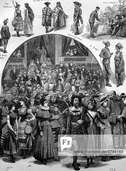Kostümfest in der Royal Albert Hall zugunsten von Bolingbroke House  London  England  historisches Bild  1884