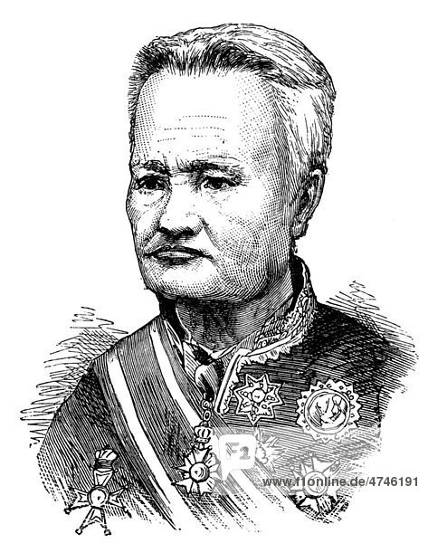 Suriwongse  Somdet Chao Phraya Borm Maha Si Suriyawongse  1808 - 1883  König und Regent von Siam bis 1868  historische Illustration  1883